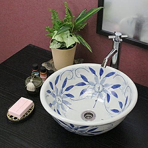 信楽焼 手描き絵シリーズ 7種類から選べる 洗面ボール テッセン絵 手洗い鉢 中型 Tr 24 洗面鉢 洗面器 洗面シンク 洗面ボウル 焼き物 手洗い 洗面台 おしゃれ 和風 しがらき焼 陶器洗面 手洗い器 オシャレ 陶器 半額品 洋風