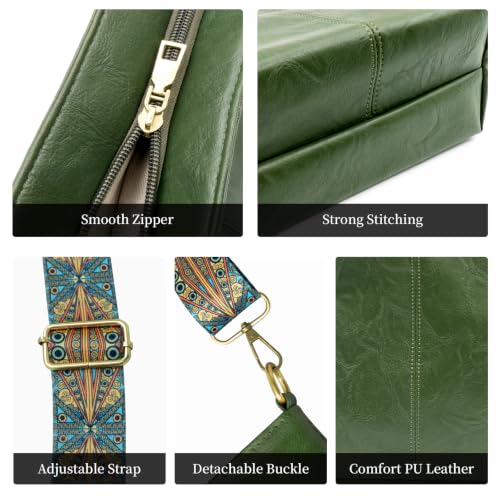 Image of Hobo Bags for Women Crossbody Bag Guitar Strap Purse Vegan Leather Shoulder Handbags Boho Purses Tote Bucket Bag