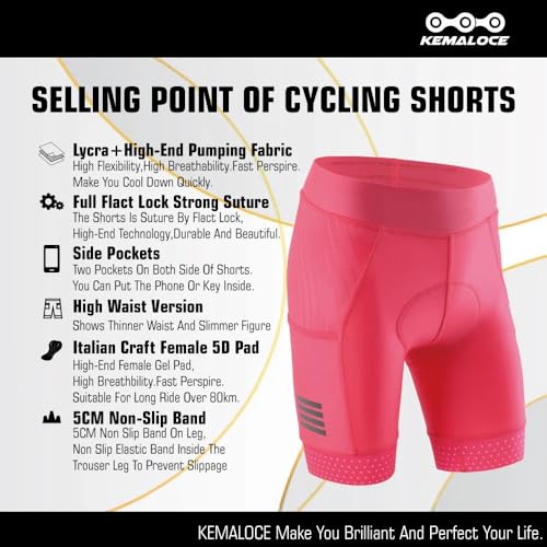 TUOYDJA Radlerhose,Fahrradshorts Frauen Radfahren Shorts Rosa & Schwarz Atmungsaktive Sommer Fahrrad Shorts Weibliche 5D Pad Tasche Dame Bike Shortsa(KEM-SSFE-PINK,XXL)