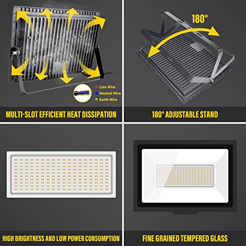 SKYWORLD 150W Outdoor LED Flood Light, 15000 Lumens Super Bright LED Floodlights, IP66 Waterproof Security Lights - Image 3