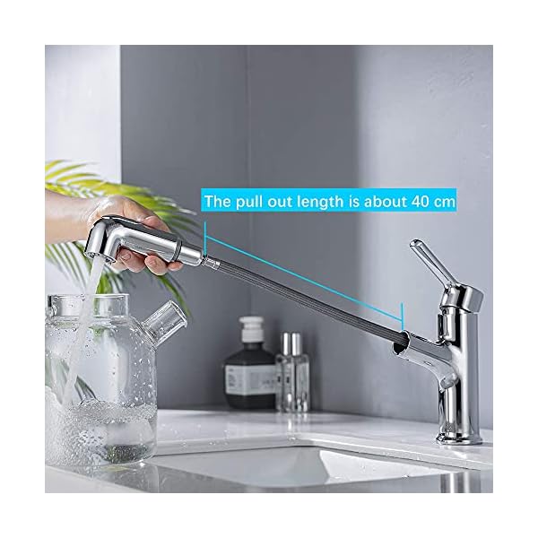 ONECE Wasserhahn Bad mit ausziehbar Brause, Waschtischarmatur aus Messing Einhebelmischer Badarmatur Waschbecken… – Bild 5