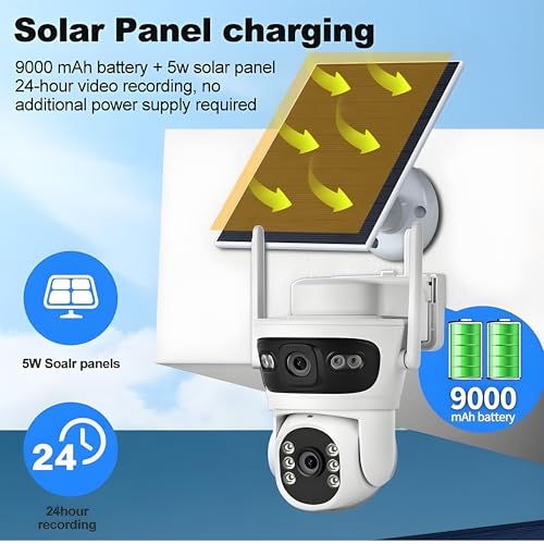 Image of TechEase Solar 4 /5G SIM Based 6MP Dual Lens Outdoor CCTV Camera -Solar Camera Outdoor Weatherproof Always On Video Security Surveillance for Agriculture | Remote Area | Construction Site |