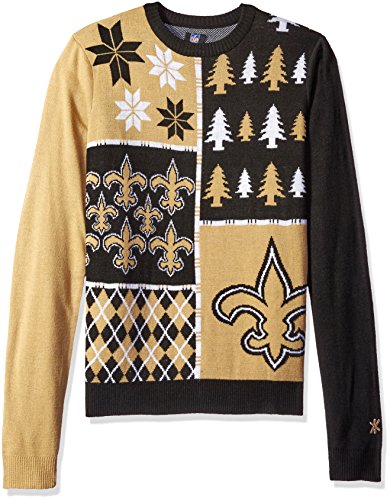 NFL New Orleans Saints BUSY BLOCK Ugly Sweater, X-Large