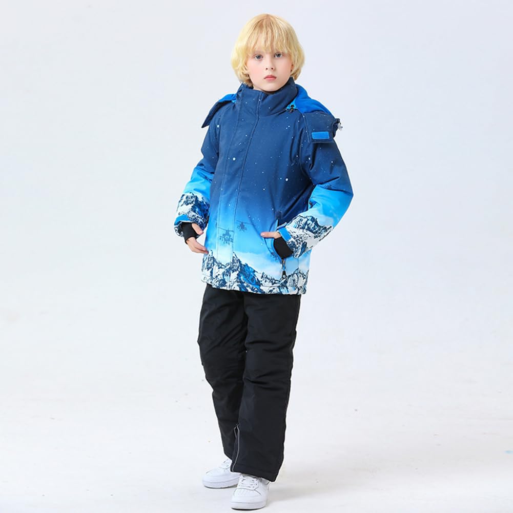 HOTIAN Giacca da sci per ragazzi, colorata, impermeabile, isolante, antivento, unisex, invernali, per attività all'aperto