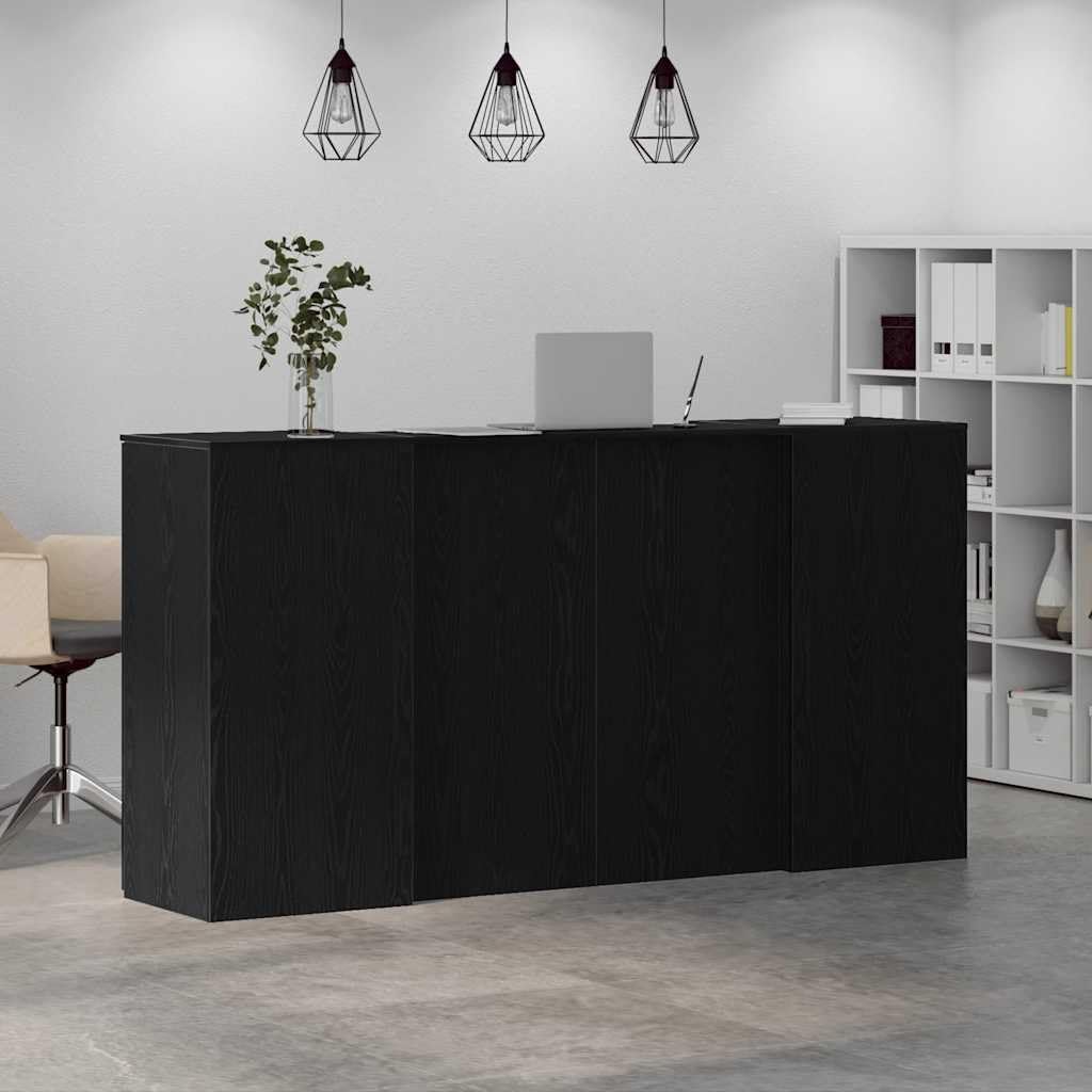 Strefy recepcyjne z czarnego dębu, 200 x 50 x 103,5 cm, materiał drewnopochodny z szafą, wszechstronny, do biura, hotelu, gabinetu i salonu, dyskretne wzornictwo i dużo miejsca do