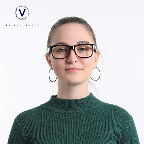 Image of VisionGlobal Blue Light Blocking Glasses for Women Men, Computer Reading, TV Glasses, Stylish Oval /Square Frame