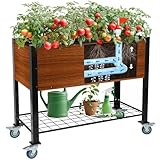 The Home Cult Raised Garden Bed with Legs and Wheels, Self-Watering Planter Box, 36x16x30 in Elevated Raised Bed with Drainage Hole, Built to Withstand Sun, Rain, and Wind for Up to 2 Years