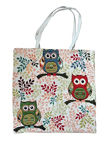 45x45 cm Tragetasche - Shopper Jacquard bt gewebt ''drei Eulen auf Zweigen'' Cover
