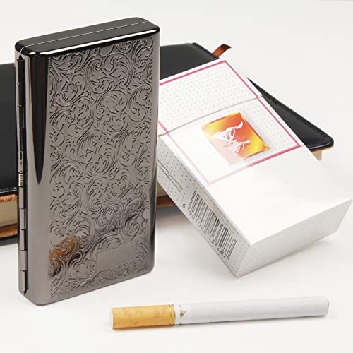 Retro Metal Cigarette Case Box -Double Sided Spring Clip Open Pocket Holder For 14 100Mm Cigarettes Credit Card Holder Protective Security Wallet For Men And Women(Gun Black) #TOP4