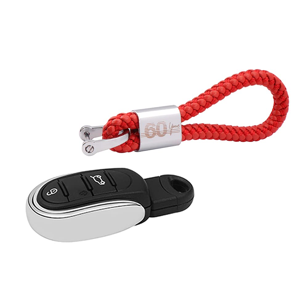 HeinmoCar Key Smart Remote Fob Shells Cover Case Rope Keychain Replacement for Cooper ONE S JCW Clubman Countryman F54 F55 F56 F57 F60 Car Styling (Silver+Red)