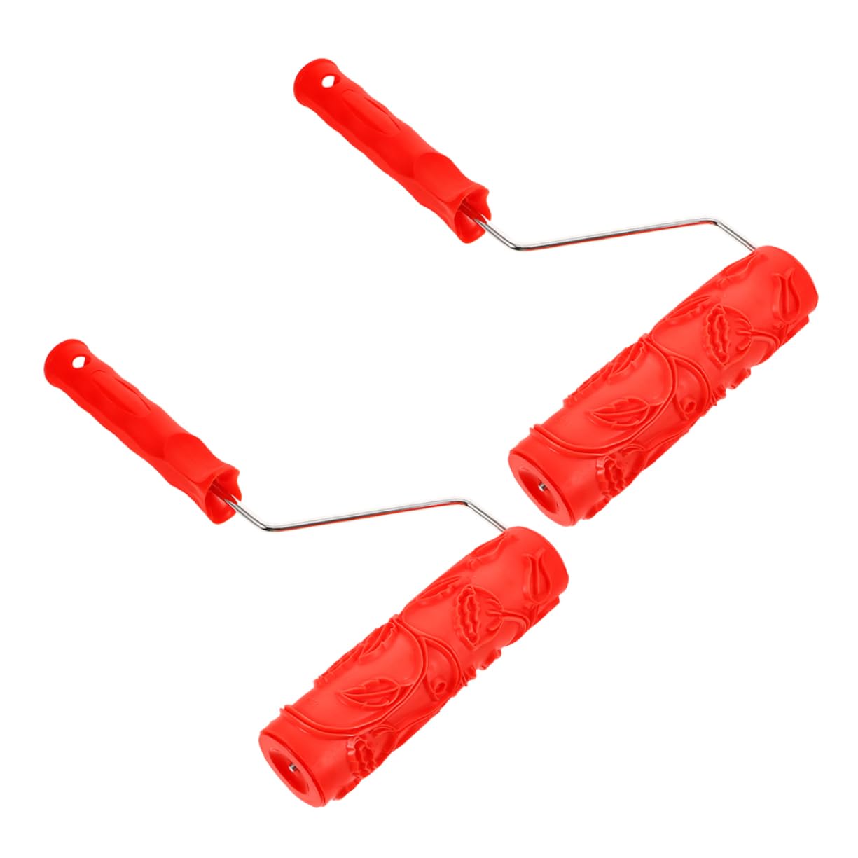 DOITOOL Rodillo de Pintura de Goma Texturizado Rojo 7 Pulgadas Efecto Relieve para Decoración de Paredes DIY Pack de 2 Piezas Práctico y Duradero