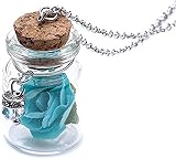Tipo: azul Collar con Colgante de Flor Que Brilla en la Oscuridad, romántico, Luminoso, Botella de Deseos de Cristal, Gargantilla de Cadena, Collar, joyería de Regalo Bueno e Inteligente