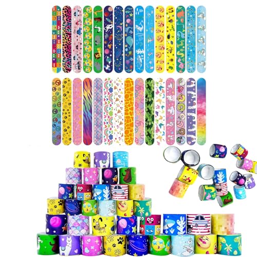 ZADEICK Slap Bands 30PCS Slap Bracelets with Colorful Pattern Party Bag Fillers for Kids Gift Birthday Party Favours