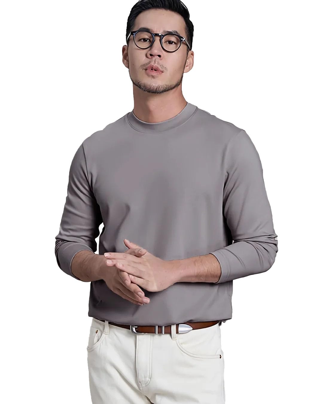 DAISYSILK Mens Long Sleeve Silk Jersey T-Shirt 100 Mulberry Silk Crew Neck Breathable Washable