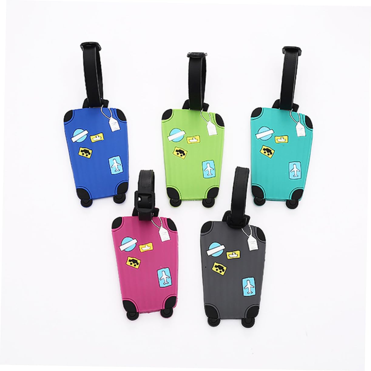 LIFKOME 15pezzi Targhette Da Viaggio Silicone Design Forma Di Valigia Etichette Per Bagagli Con e Indirizzo Accessori Pratici Per Trasporto Blu Verde