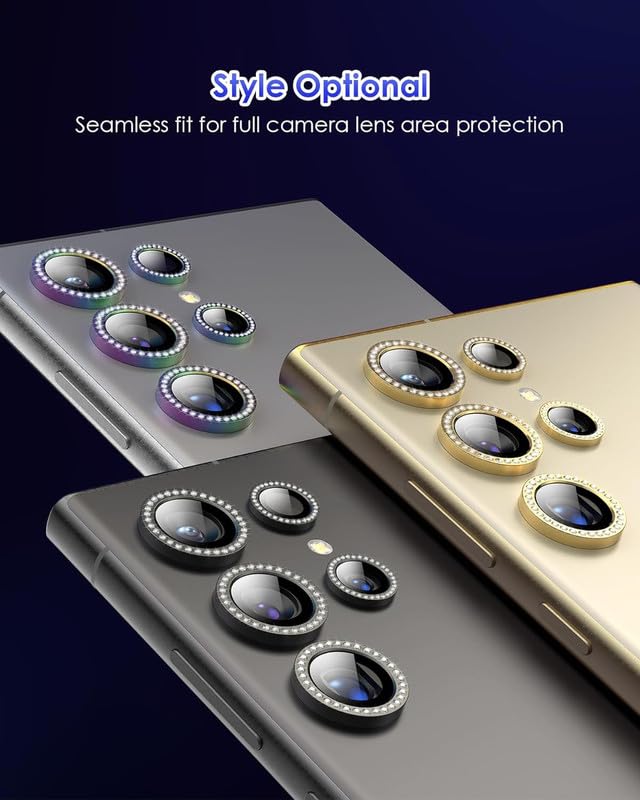 Image of Camera Lens Protector For Samsung Galaxy S24 Ultra 5G (Metal Ring /Anti-Scratch /Clear /GOLD DIAMOND), Pack of 5