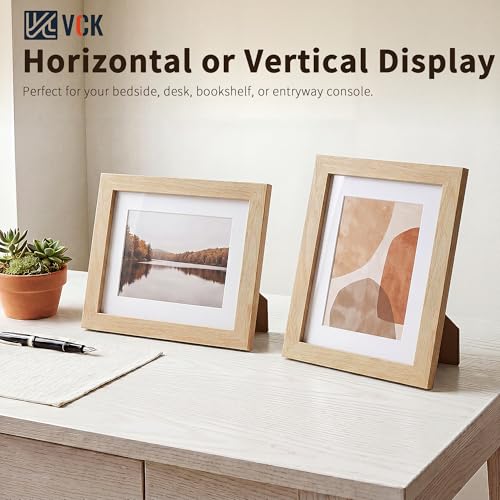 Image of VCK 8x10 Picture Frame 5 Pack, Natural Exclusive Wood, HD Glass, for Photo
