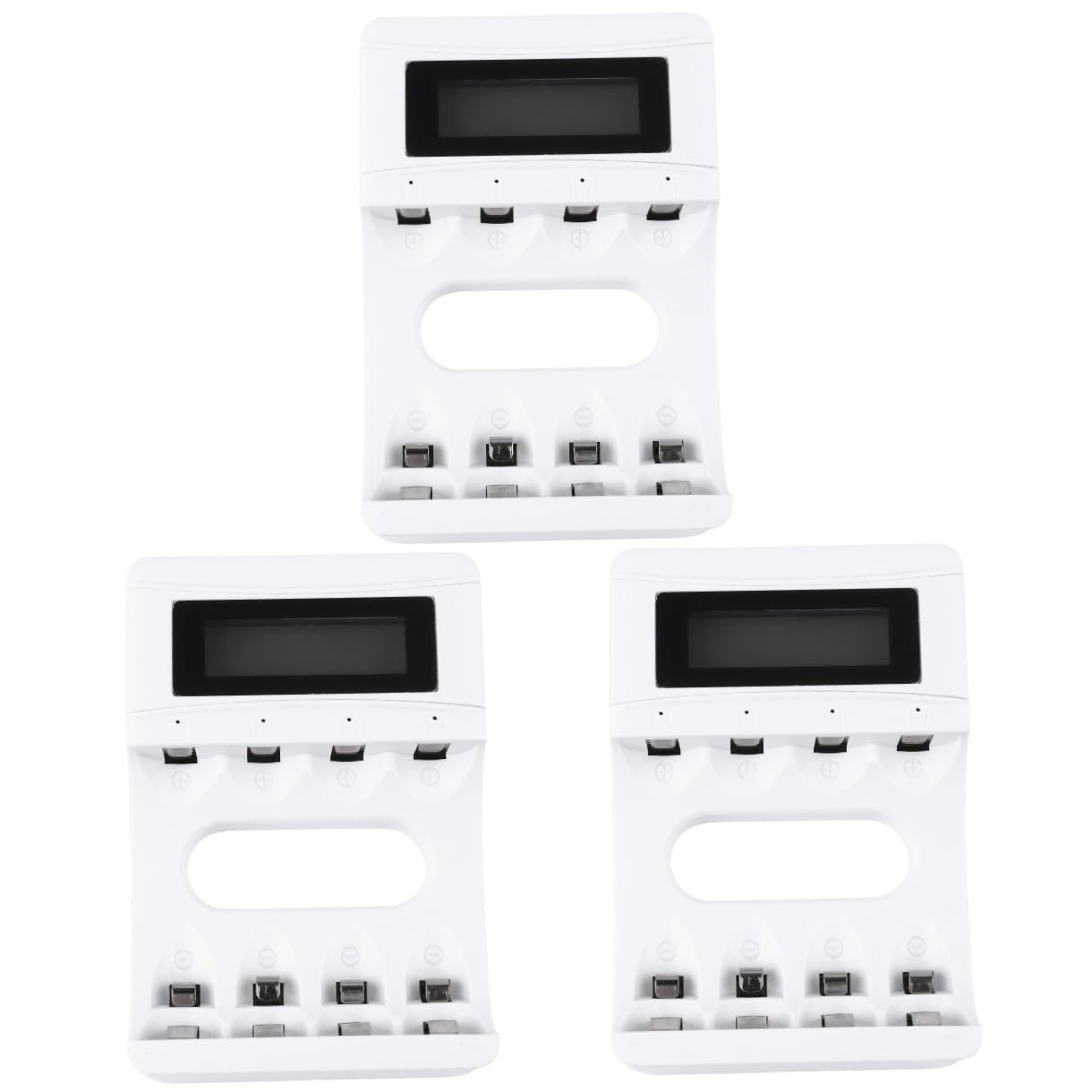 HEMOTON 3pezzi Caricabatterie Lcd Slot Per Batterie Ricaricabili Caricatore Usb Con Display Per Monitoraggio Carica e Protezione Da Sovraccarico Compatibile Con Aa Aaa