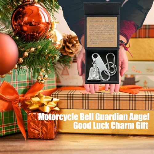 Image of Motorcycle Bell Guardian Angel Charm - Weather-resistant Good Luck Gremlin Bells With Gift Box, Legend Card, Keychain