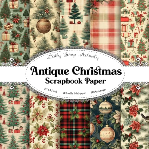 Antique Christmas Scrapbook Paper: Double Sided Craft Paper for Gift Wrapping, Great For Craft Projects, Scrapbooking Paper, DIY Junk Journaling and ... Poinsettia Pattern) Paper Size 8.5
