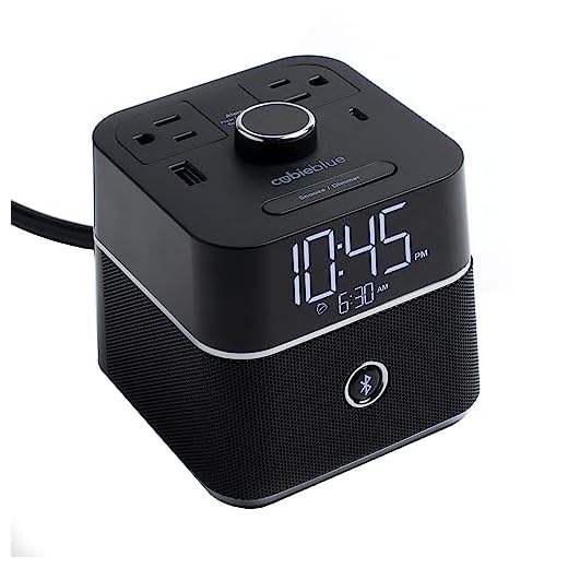 Brandstand | CubieBlue | User Friendly & Convenient Alarm Clock Charger | 2 USB Ports | 2 Tamper Resistant Sockets | Brandstand Bluetooth Speaker