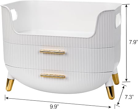 Makeup Organizer with Drawers,Skincare Plastic Storage for Vanity,Large Cosmetic Display case for Dresser with Handle,Large Capacity Bathroom Countertop,Dressing table, Bathroom, Bedroom, Living room