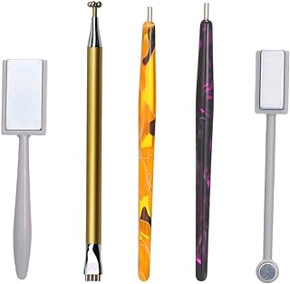 Pruie 5 pçs conjunto de ferramentas de ímã de unha com design de flor de cabeça canetas de ímã de unha e bastão de ímã forte para esmalte de gel de olho de gato arte de unha
