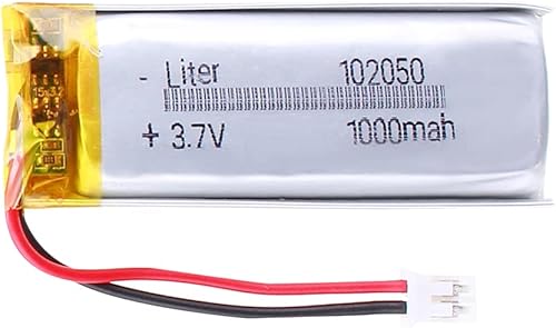 3.7V 102050 1000mAh batería de iones de polímero de litio recargable batería de polímero con conector JST 0.079 in
