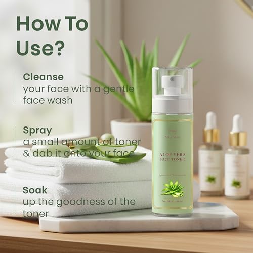 Image of Aloe Vera Toner | Instant Cooling & Hydrating Face Toner | Refresh Any Time - Anywhere | Sunburn Post-Sun Cooling Relief, Oil Balance, Pollution & Dust Damage | Summer Special 100ml