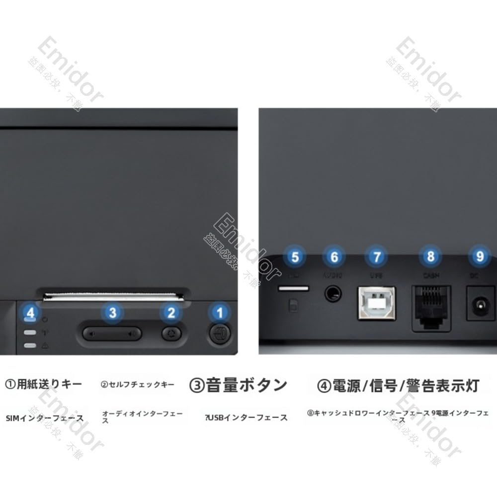 Amazon.co.jp: Emidor レシートプリンター、ポータブルプリンター