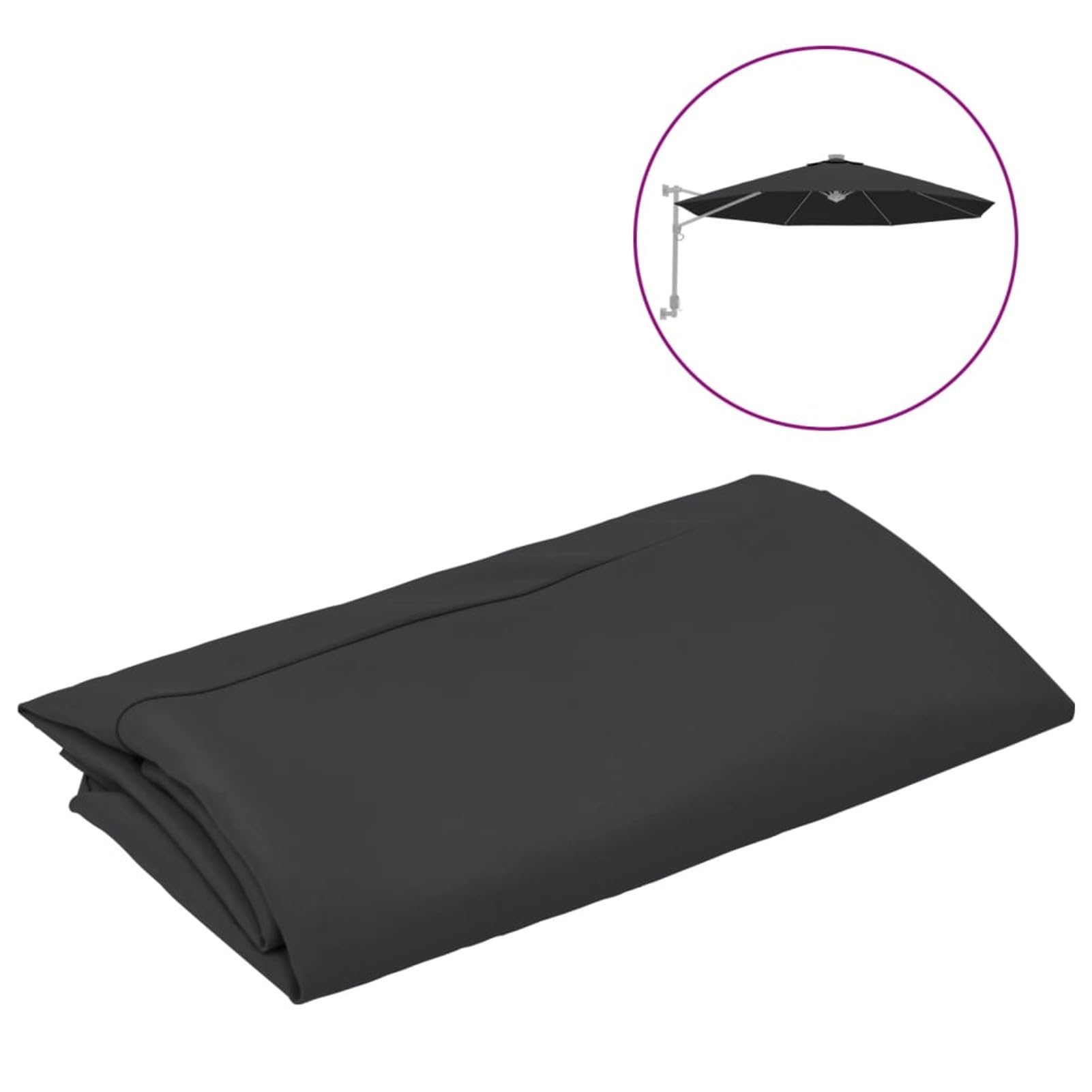 Tissu de Remplacement pour Parasol déporté Noir 350 cm,Housse de Rechange pour Parasol,Imperméable,Anti-UV, Tissu de Remplacement pour Parasol