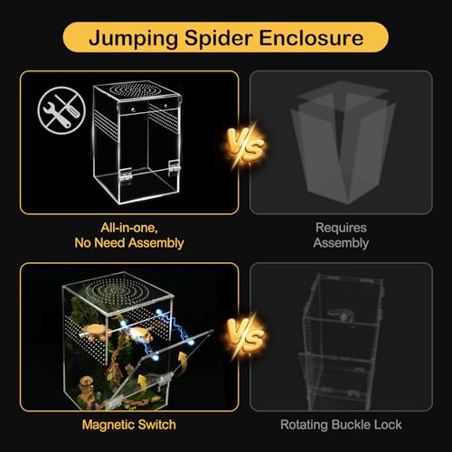Image of Jumping Spider Enclosure Starter Kit,Escape Proof Forest Terrarium | Praying Mantis Terrariums,Transparent Acrylic Complete Bug Habitat,All In One Arboreal Tarantula Cribs Cage,Insect Container