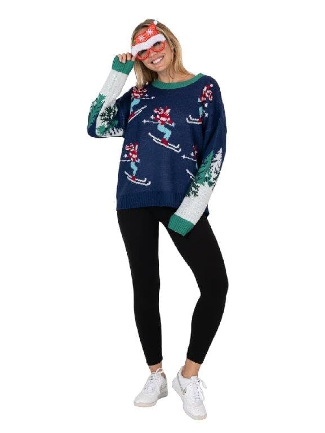 Blizzard Bay womens Skis Trees Ugly Christmas Pullover Sweater