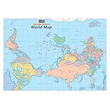 Upside Down World Wall Map - 33.25" x 23.5" Laminated