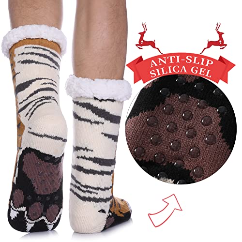 SDBING Mens Slipper Socks with Grippers Winter Warm Cozy Thick Fuzzy Indoor Fluffy Home Socks2