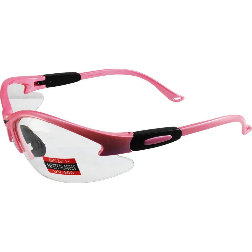 Global Vision Lab Safety Shop Glasses Medium Pink Frame Clear Lens