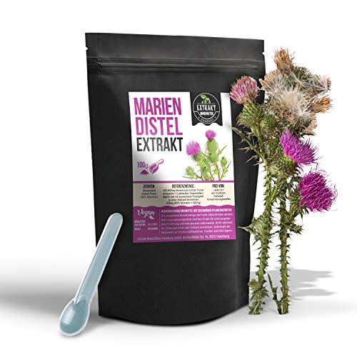 Mariendistel Silymarin Extrakt | 100g Pulver | ohne Zusatzstoffe | hochdosiert, 100% vegan und in Deutschland abgefüllt (Pulver 100g) Cover