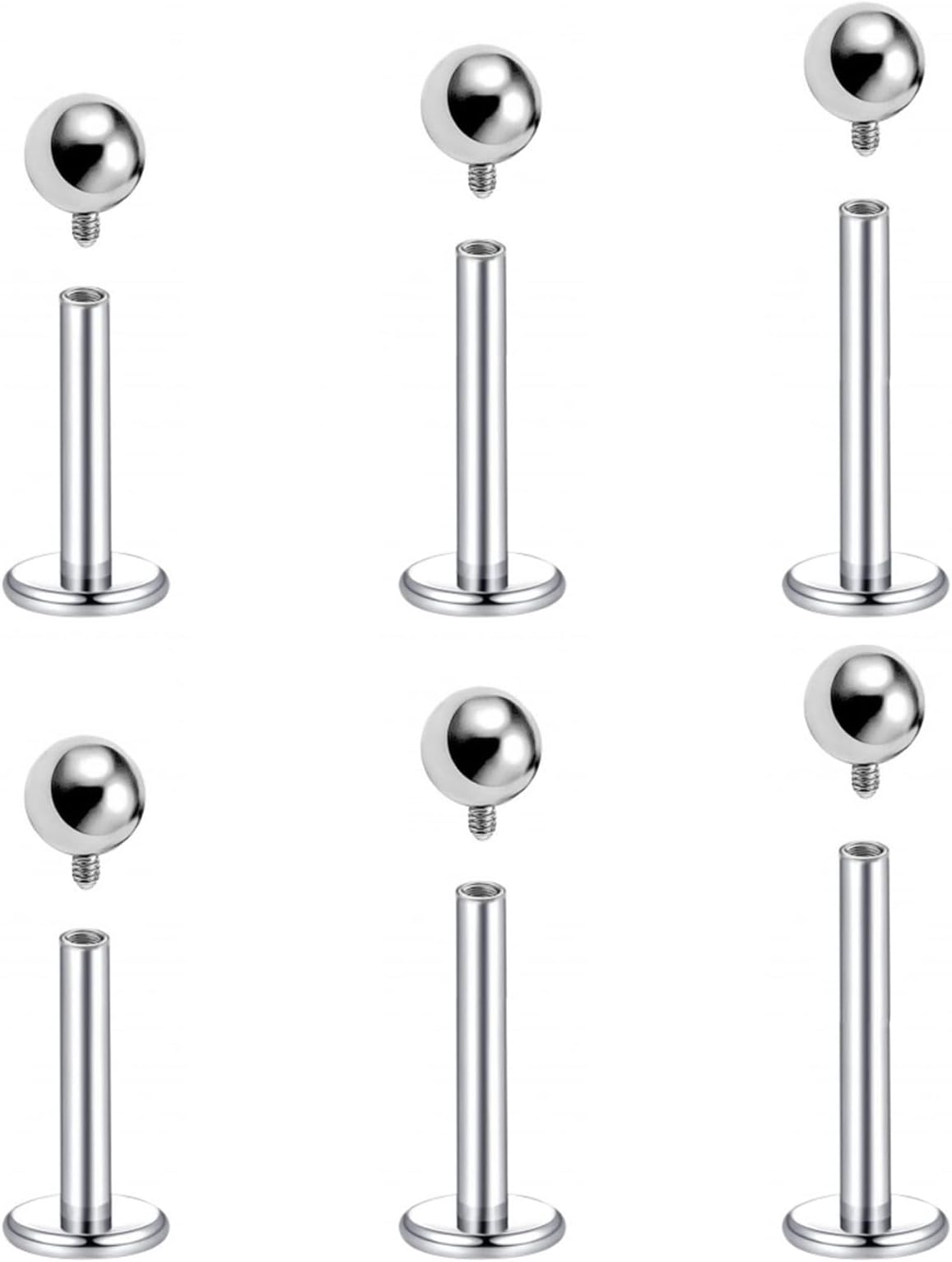 16G Internally Threaded F136 Implant Grade Titanium Labret Monroe Lip Tragus Helix Earrings