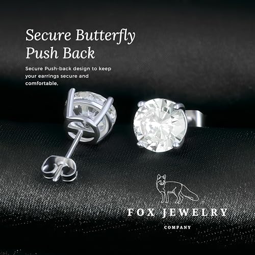 Stainless Steel Diamond Stud Earrings for Women & Men, 1ct Round Cut Simulated Small Diamond Earrings, Cubic Zirconia Push Back Earrings3