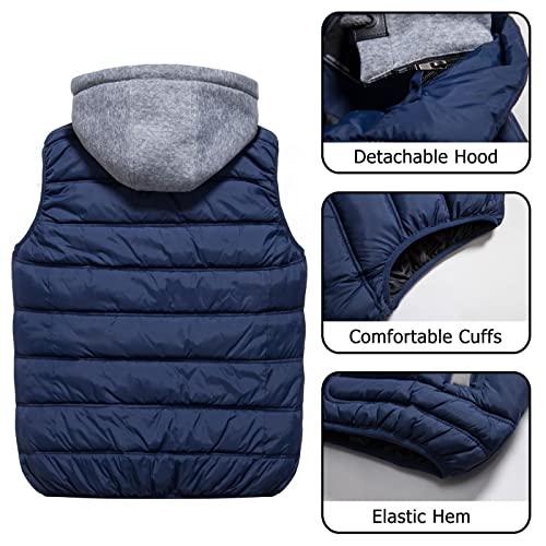 Vcansion Men'S Hooded Puffer Vest Thicken Padded Jacket Quilted Sleeveless Winter Warm Coats Blue Us M thumb #2