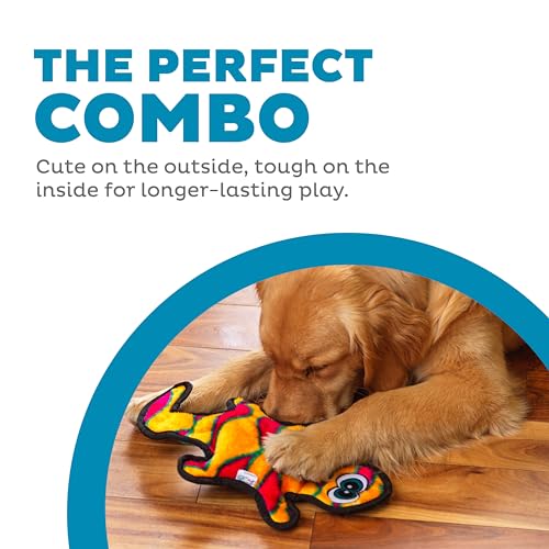 Outward Hound Durablez Medium Gecko Stuffing-Free Squeaky Plush Dog Toy for Puppies & Dogs - Interactive, Soft Yet Tough, No Mess, Jumbo Squeaker, Long-Lasting Play, 13.75 inch, Orange image 2