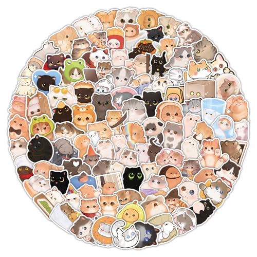 130PCS Cute Cat Stickers, Fun Kawaii Kitten Vinyl Decals