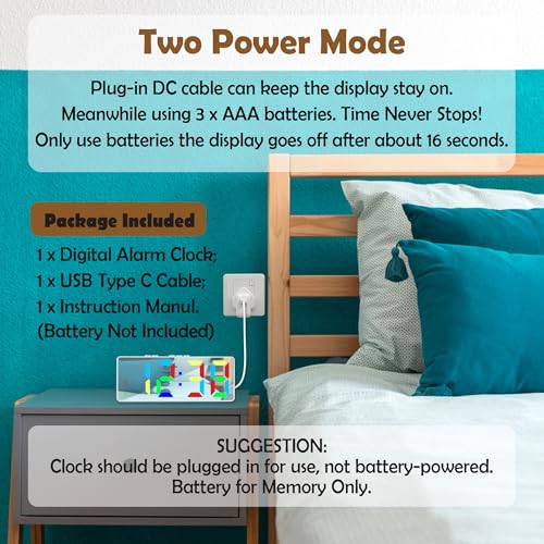 Image of Small Digital Alarm Clock, Mirror Surface LED Electronic Clocks with Large Display, Adjustable Brightness and Snooze Model for Bedroom, Desk, Office, Whitecase Green Digit