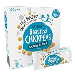 The Happy Snack Company Roasted Chickpeas Lightly Salted – Pack of 20 x 25g, Deliciously Healthy Snacks, Plant Based Protein & Fibre. Low Fat, Sugar & Calories, Free From 14 Allergens, Vegan