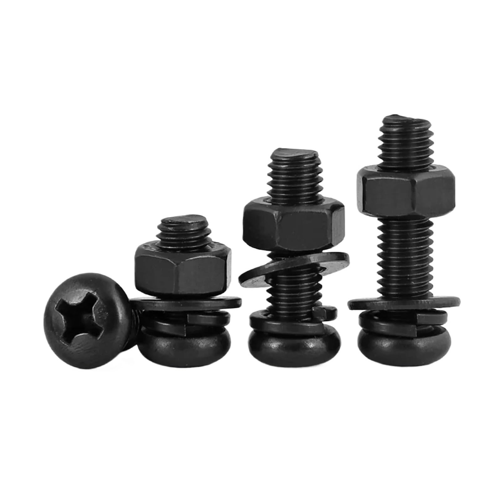 Viti a testa cilindrica in acciaio inossidabile 304 nero, rondelle, dadi, bulloni, set M3, M4, M5, M6, M8, con intaglio a croce, tonde(M6x35mm 10sets)
