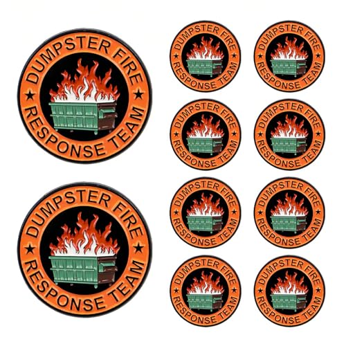 Dumpster Fire Response Team Enamel Pins 10 Pack - Funny Social Worker Gifts for Coworkers Hilarious Badges for Jackets Backpacks and Gift Exchange Ideas