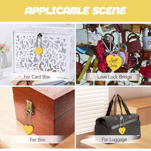 Image of Single Heart Lock with Key 3.5 Inches,50mm Love Padlock Rubber Painting Yellow Metal Love Lock for Lovelock Bridge,Card Box,Jewelry Box,Diary Book,Handbag