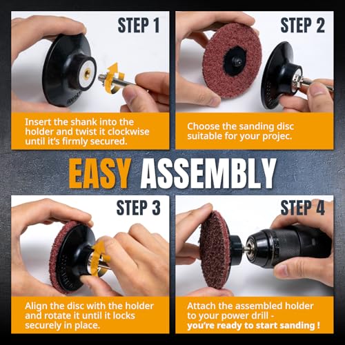 Image of POWERTEC 3-Inch R-Type Sanding Disc Holder, 1 /4 inch Shank Quick Change Pad Holder for Die Grinder, Power Drill & Rotary Tools - for Surface Conditioning, Polishing, Grinding & Rust Removal, 2PK (11405)