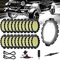 20 Pods Metal Aluminum White Rock Lights with Switch Wiring Harness,1860LEDs Super Bright Underglow Light Waterproof Led Lights for Trucks Jeep Off Road ATV UTV SUV,Plug and Play,Easy to Install