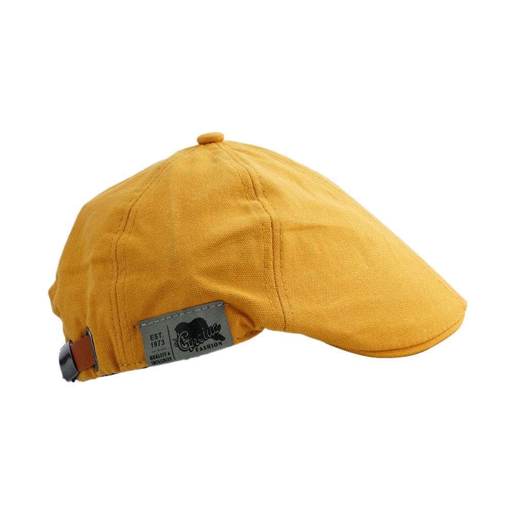 Men's Yellow Cotton Flat Caps For Hat Flat Cap Cotton Newsboy Cap, Adjustable Beret Cabbie Driving Hat Flat Cap Irish Cap Fishing Cap Golf Cap For